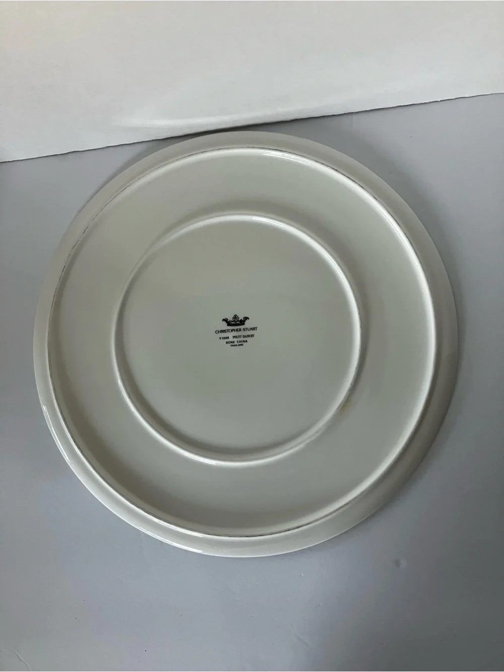 Cream Dinner Plate with Pink Fruit Motif and Gold Trim